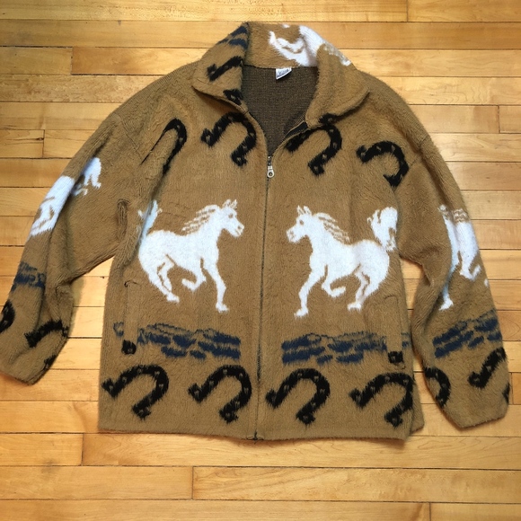 Yarina Sweaters Yarina Zip Front Ecuadorian Wool Horse Cardigan Poshmark